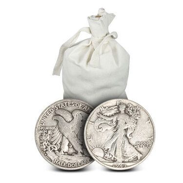 2 Silver Coins Walking Liberty/Franklin Comes in Velvet bag Good to Very Good 