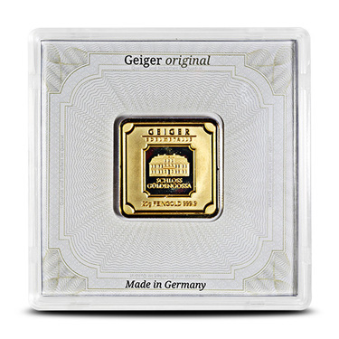 1 Gram GOLD FOUR LEAF GEIGER Bar In Assay. 