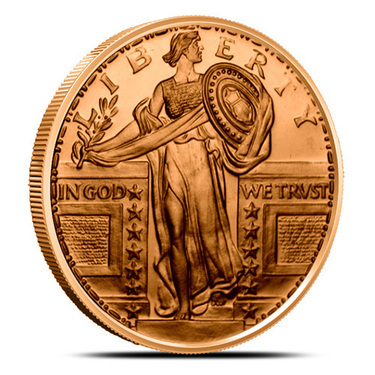Standing Liberty Design One Ounce Copper Round 