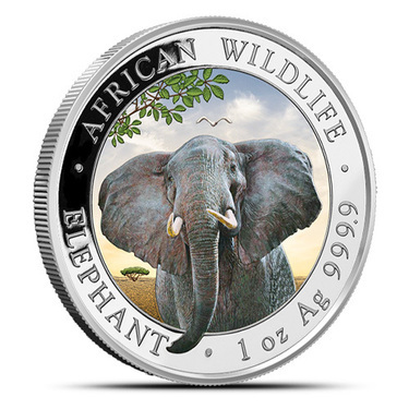 100 Shillings .9999 Fine Silver 2016 Somalia African Elephant 1 Oz 
