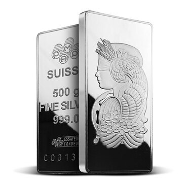 PAMP Suisse Lady Fortuna 500 G Fine Silver Bar 999.0 in capsule with certificate 