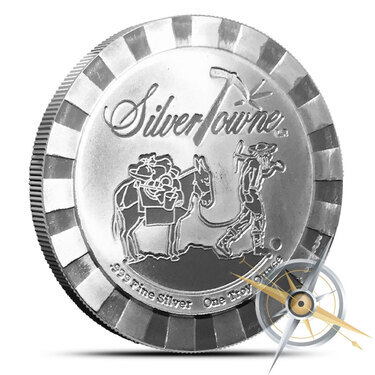 1 oz Silvertowne Prospector Poker Chip Silver Round Brillant Uncirculated 