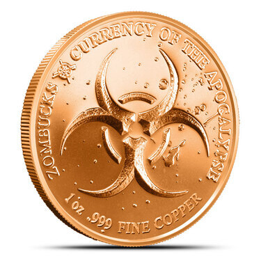 Copper Round Coin Zombie ApocalypZe Series  #5  LIBERTY Z   1 oz 