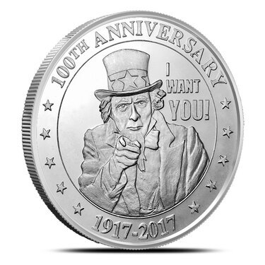 Uncle Sam Design .999 1 oz Fine Highland Mint Silver Round 