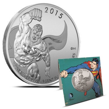 2015 Superman 1//4 Oz Silver Canadian Mint $20 Coin DC Comics New In Packaging!