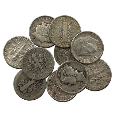 MAKE OFFER 9 Troy Ounces Mercury /& Roosevelt Dimes Junk Coins 90/% Silver Coins